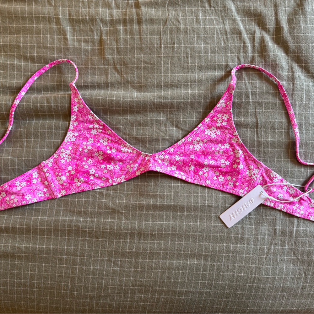 Pink Floral Bikini Top
